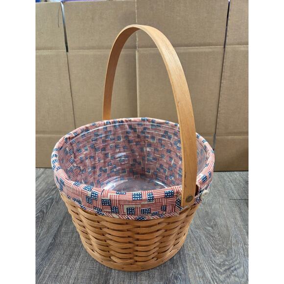 Longaberger 1994 Measuring Basket 13" w/ Liner & Plastic Protector USA FLAG - Picture 1 of 5